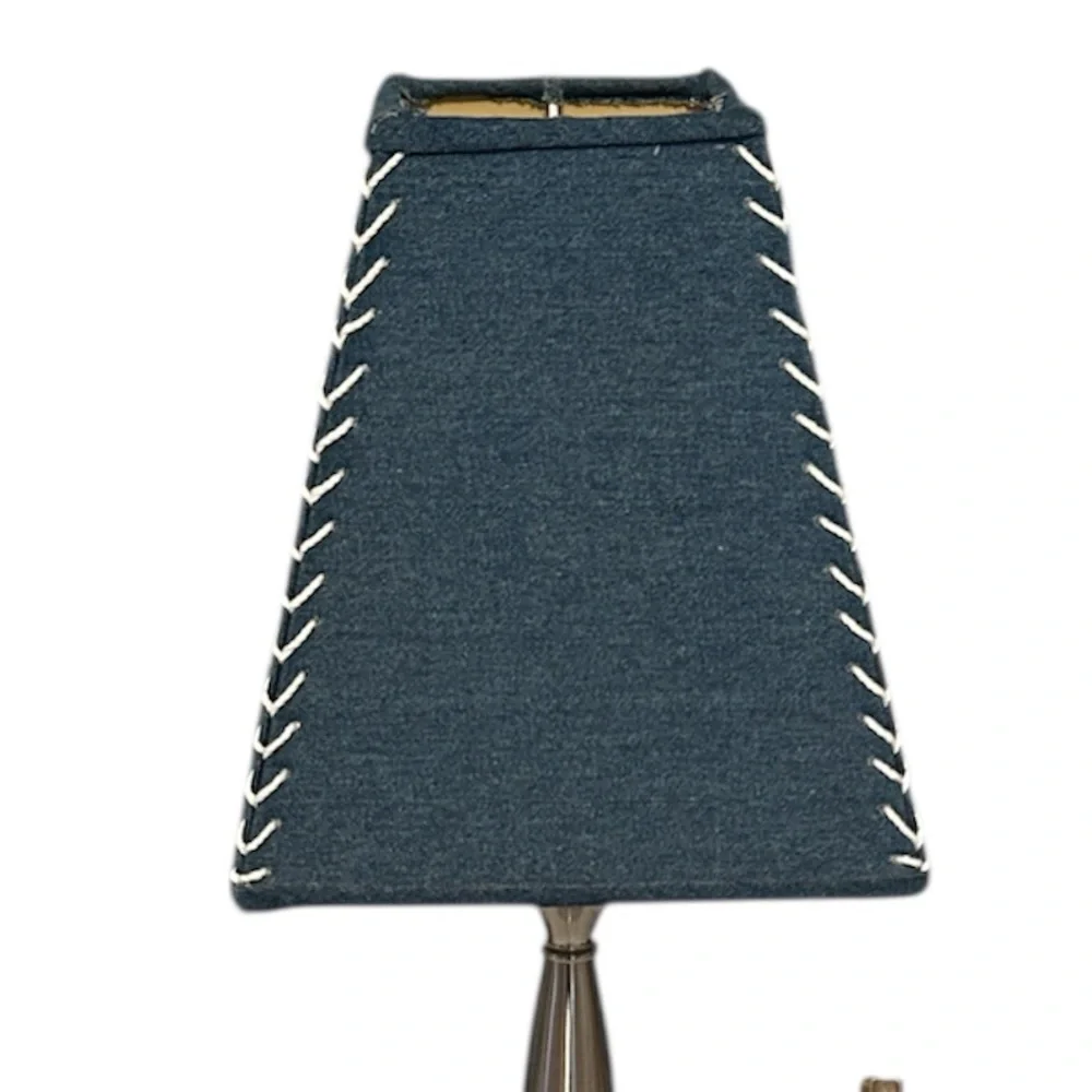 Pottery Barn Kids blue denim whip stitched lamp shade. Baseball theme.Shade ONLY